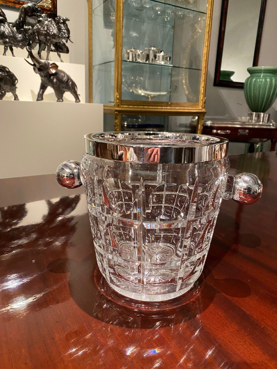 Art Deco Crystal And Silver Champagne Bucket-photo-4