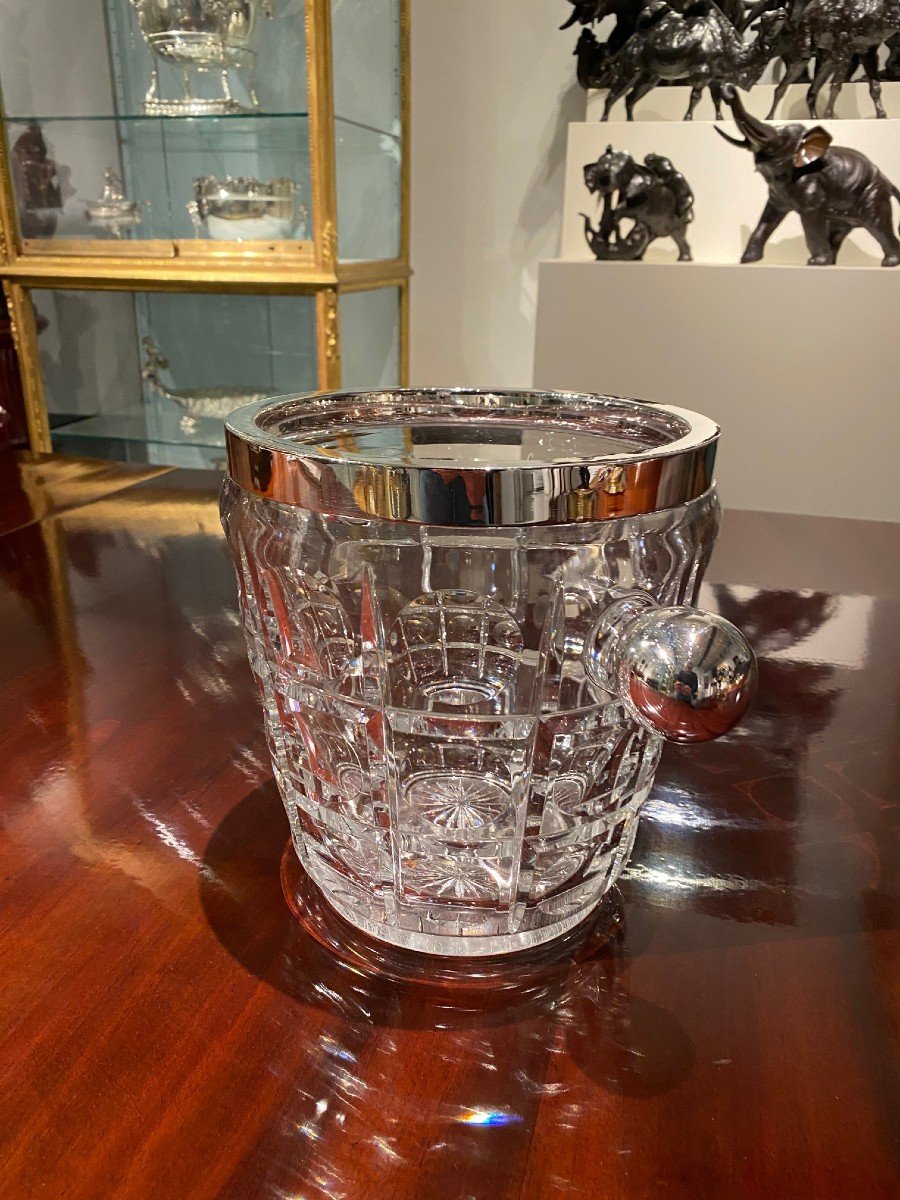 Art Deco Crystal And Silver Champagne Bucket-photo-2