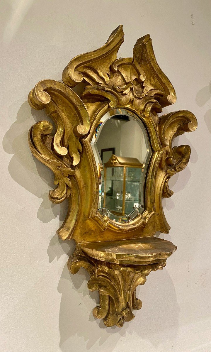 Pair Of Gilded Wood Mirrors, 19th Century-photo-2