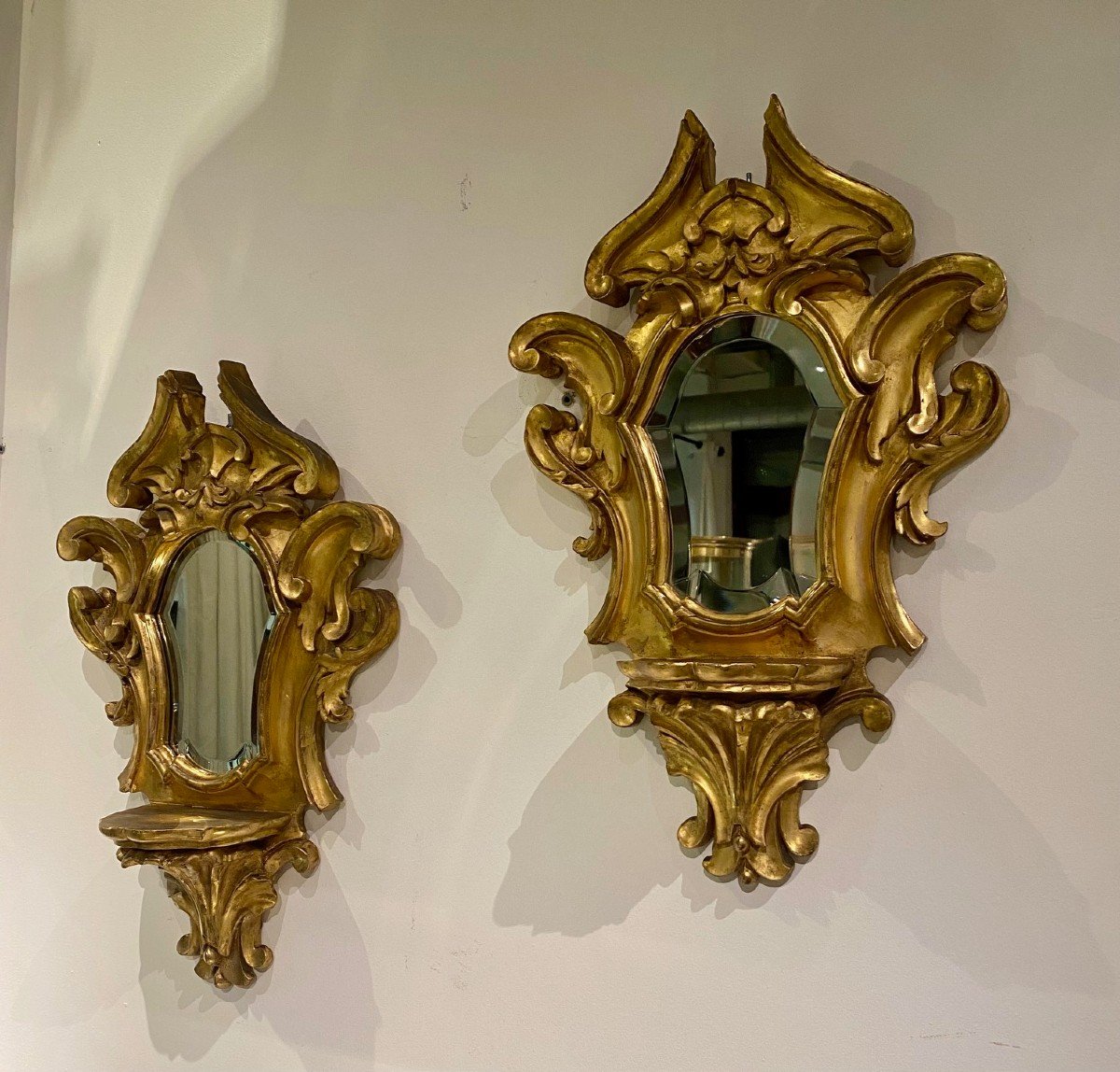 Pair Of Gilded Wood Mirrors, 19th Century-photo-4