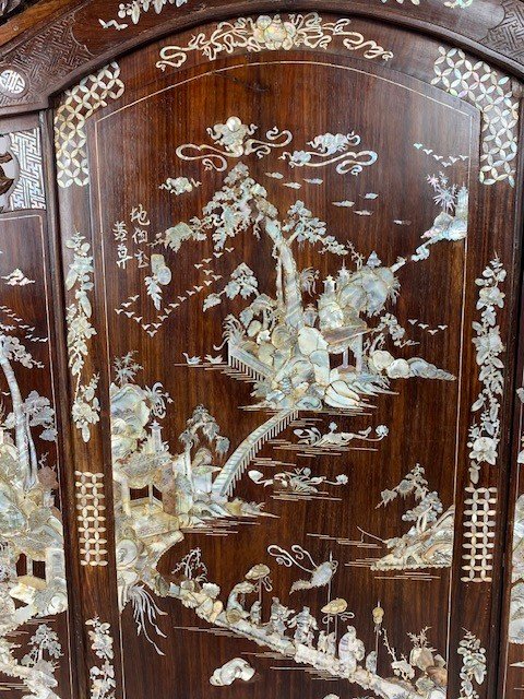 Important Large Chinese Hardwood Screen With Mother Of Pearl Inlay. H171cm-photo-1