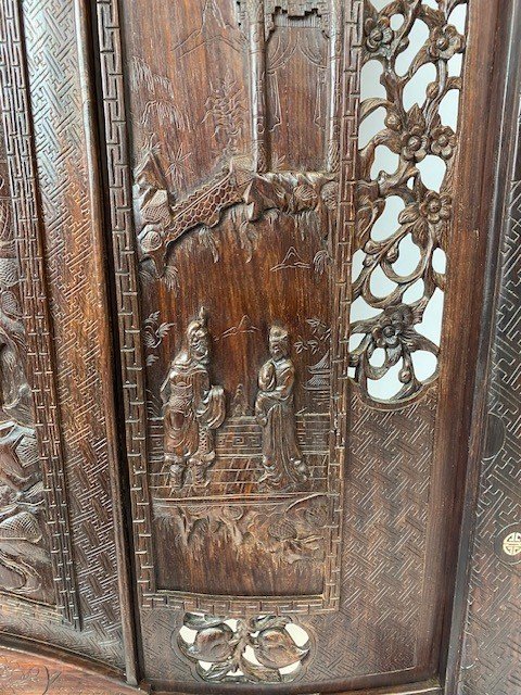 Important Large Chinese Hardwood Screen With Mother Of Pearl Inlay. H171cm-photo-7