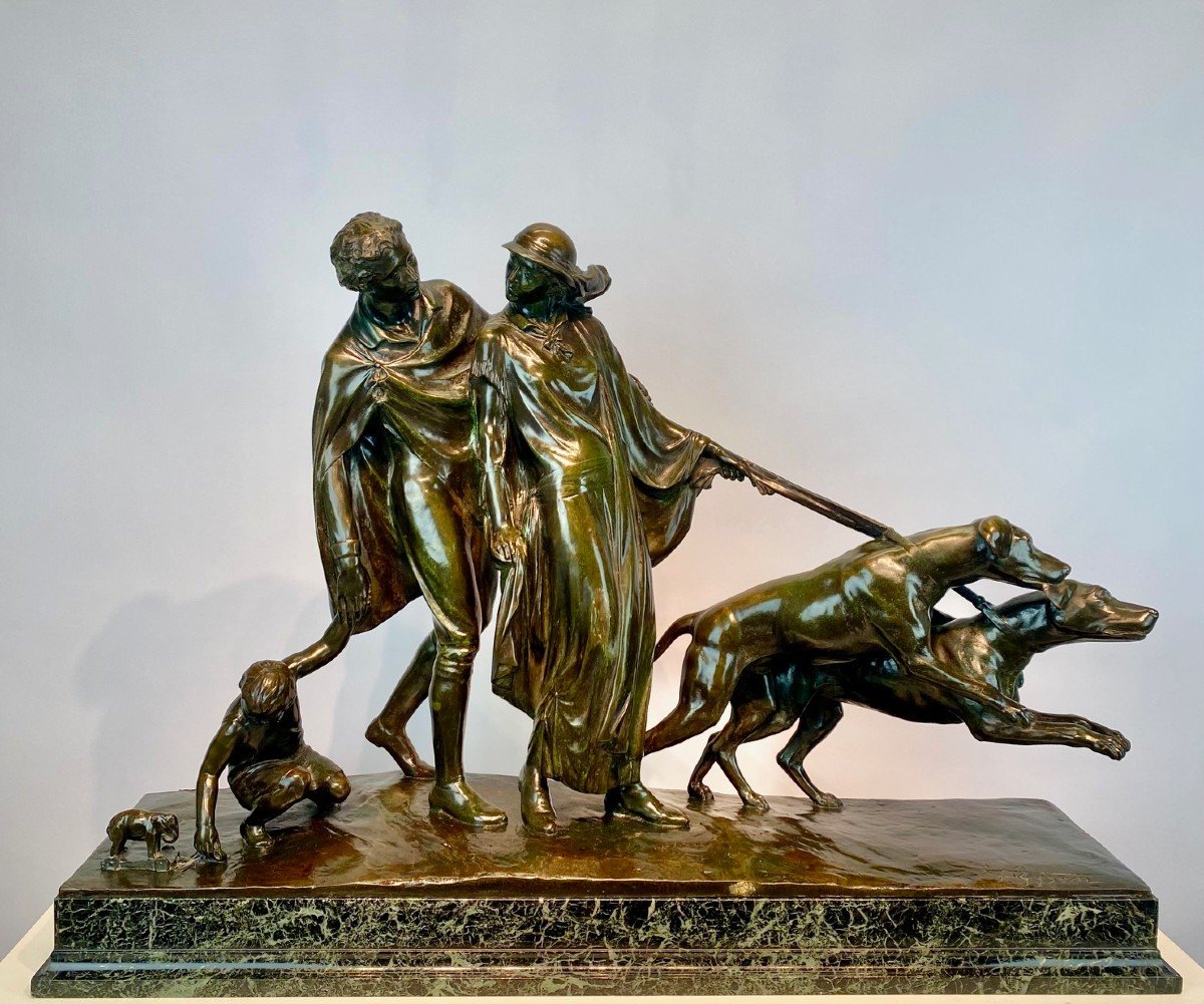 "la Promenade" Par Fernand Gysen (1879-1943), Sculpture En Bronze,  Art Deco.-photo-7