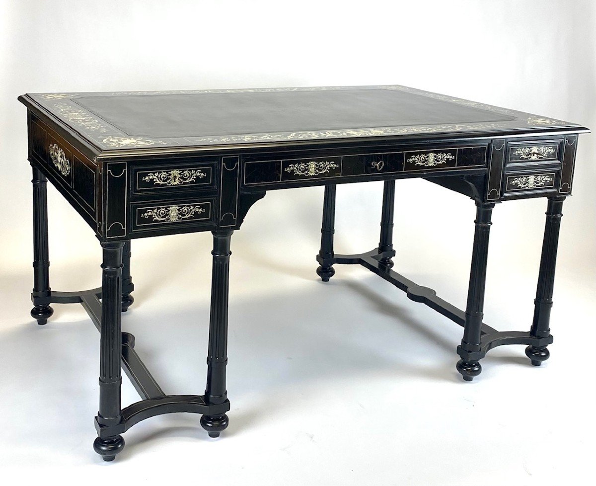 Ebony And Ivory Desk - 19th Century-photo-3