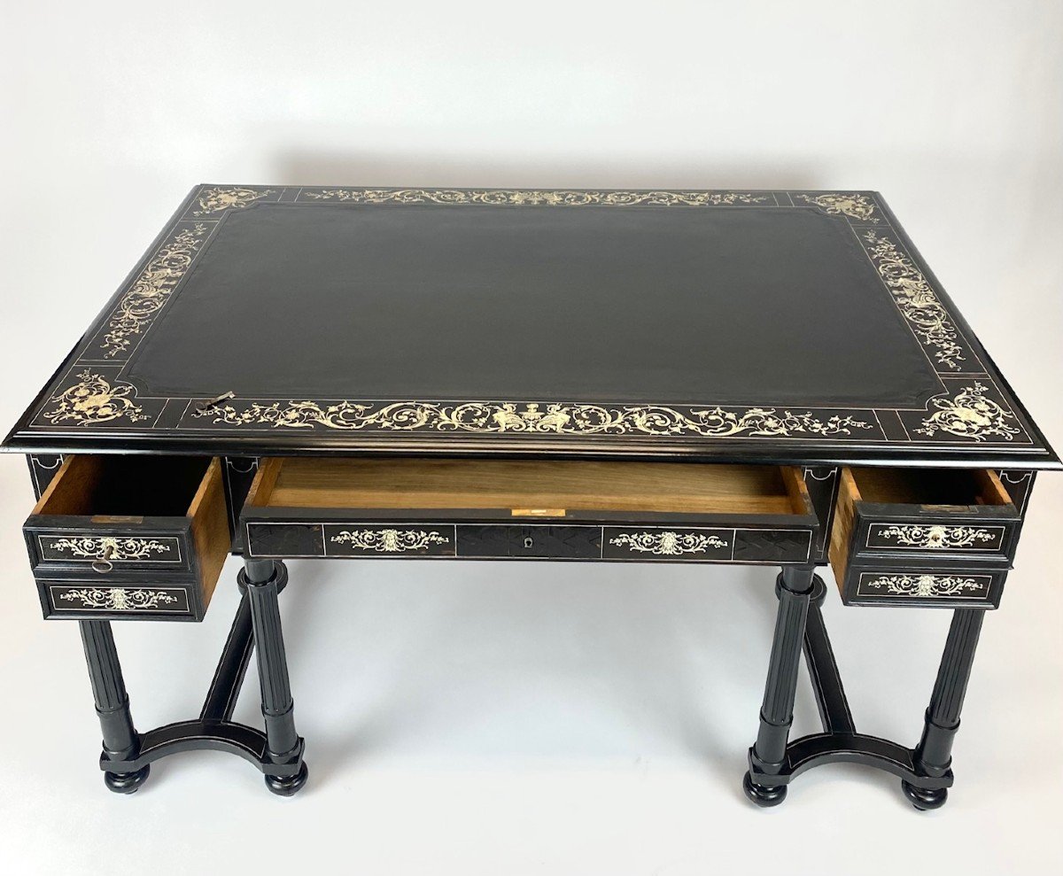 Ebony And Ivory Desk - 19th Century-photo-5