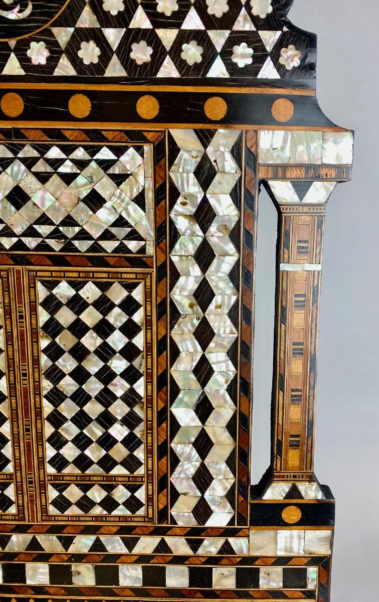 Pair Of 19th Century Ottoman Wood And Mother Of Pearl Marquetry Wall Shelves-photo-5