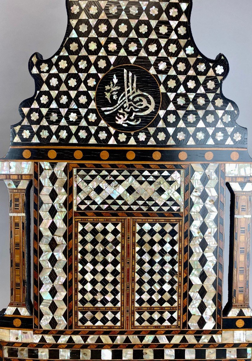 Pair Of 19th Century Ottoman Wood And Mother Of Pearl Marquetry Wall Shelves-photo-6