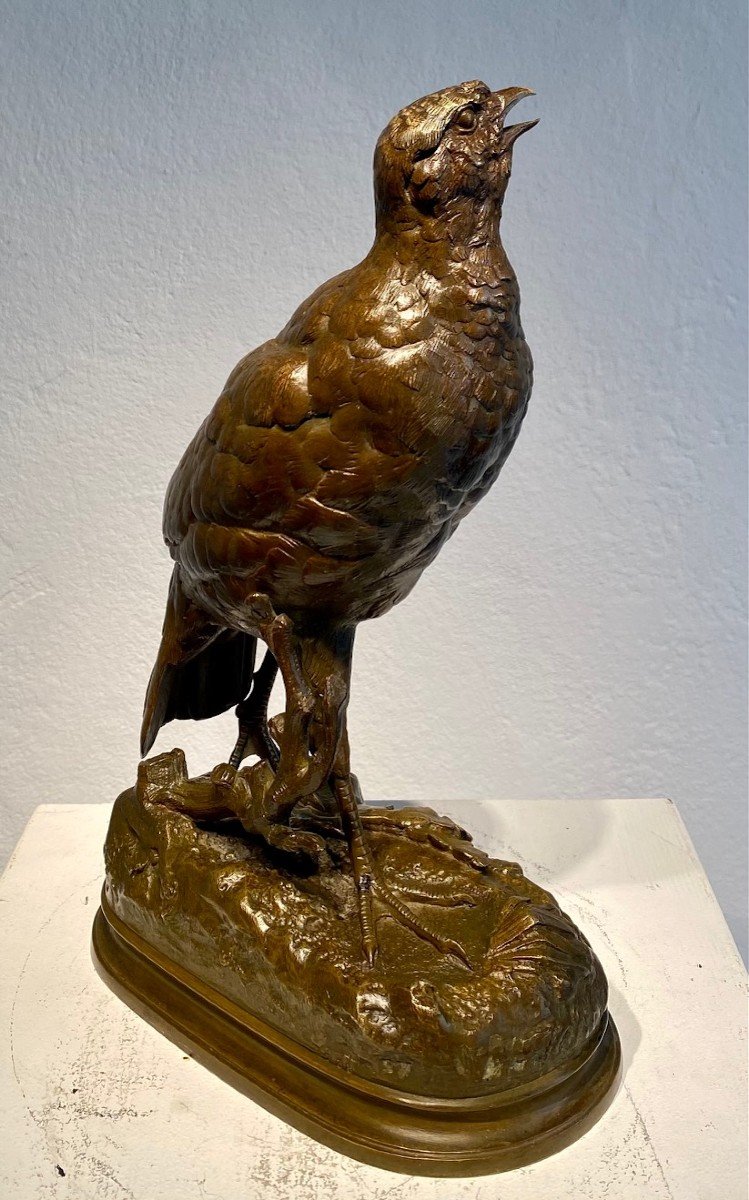 Bronze Partridge By Alfred Dubucand (french, 1828–1894)-photo-1