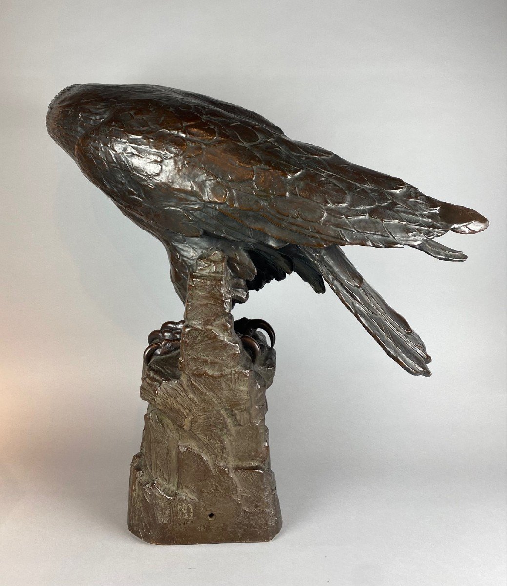 Une Sculpture  d'Un Aigle  En Terre Cuite, Grandeur Nature. H74cm-photo-3