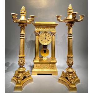 Charles X Garniture Clock Set , Circa 1830