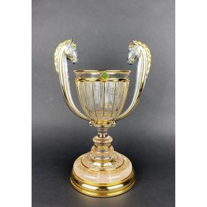 Coupe Montée En Cristal De Roche Et Argent Massif Par Wolfers Bruxelles