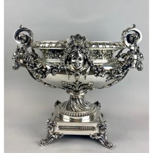 Important Silver-plated Bronze Jardiniere From The Napoleon III Period. 