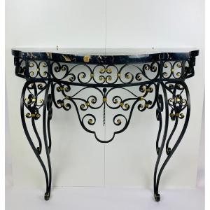 Wrought Iron Console, Art Deco,  Marble Portor