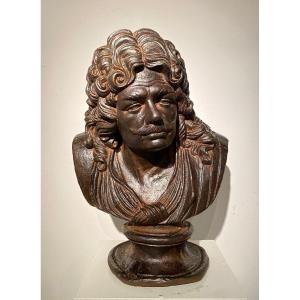 A XIXth Century Cast Iron  Bust Of Molière