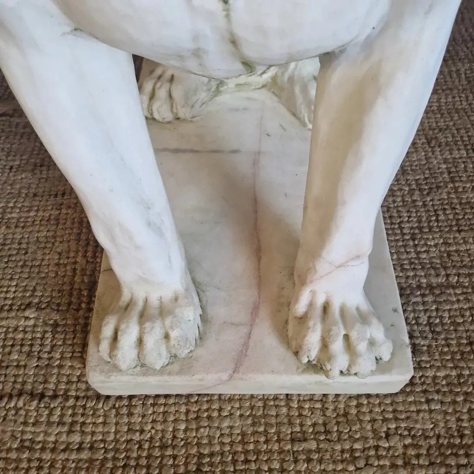 Pair Of Marble Lion Statues **very Heavy**-photo-2