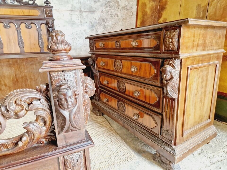 Renaissance Style Italian Mahogany Bedroom Set-photo-7