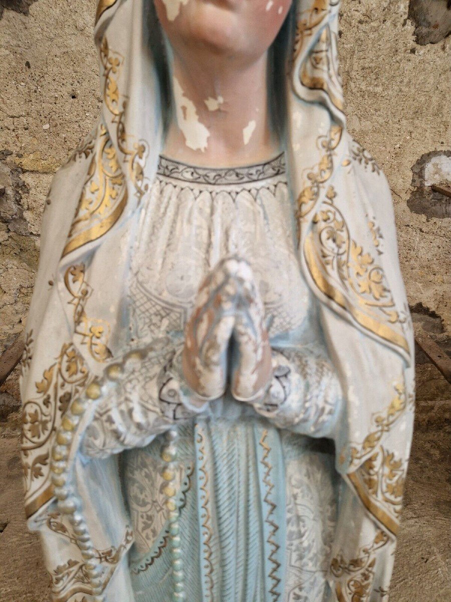 Antique Life Size Religious Statue Mary Of Lourdes-photo-6