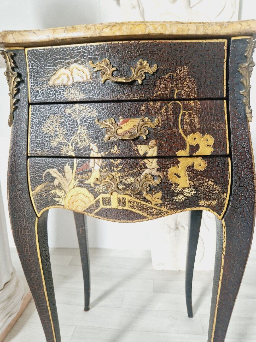 Antique Pair Of Chinoiserie Bedside Tables-photo-4