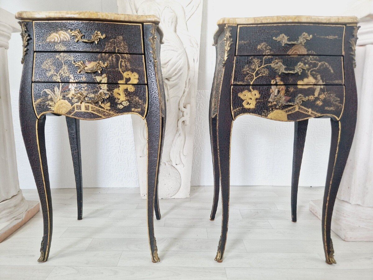 Antique Pair Of Chinoiserie Bedside Tables-photo-1