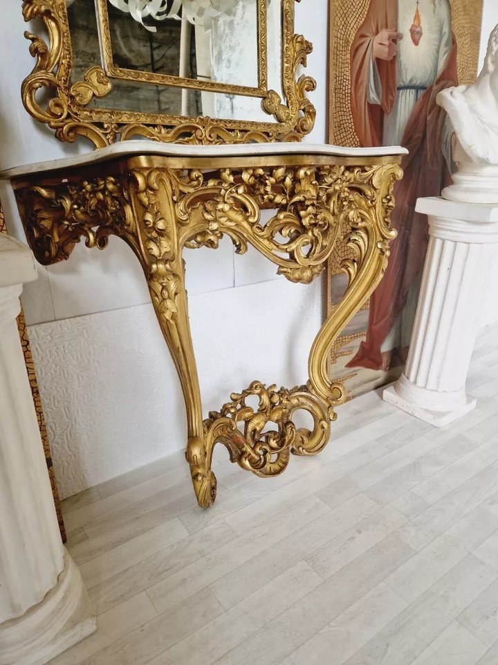 Antique French Rococo Console Table-photo-1