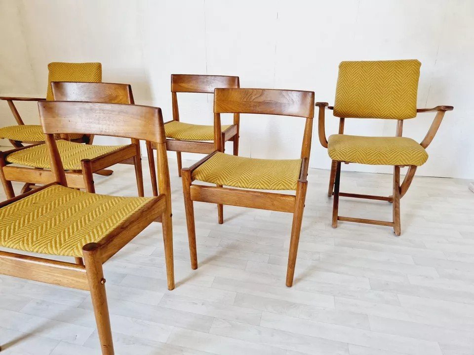 Ensemble De 6 Chaises De Salle à Manger Vintage 4 Grete Jalk Pour Poul Jeppesen-photo-2