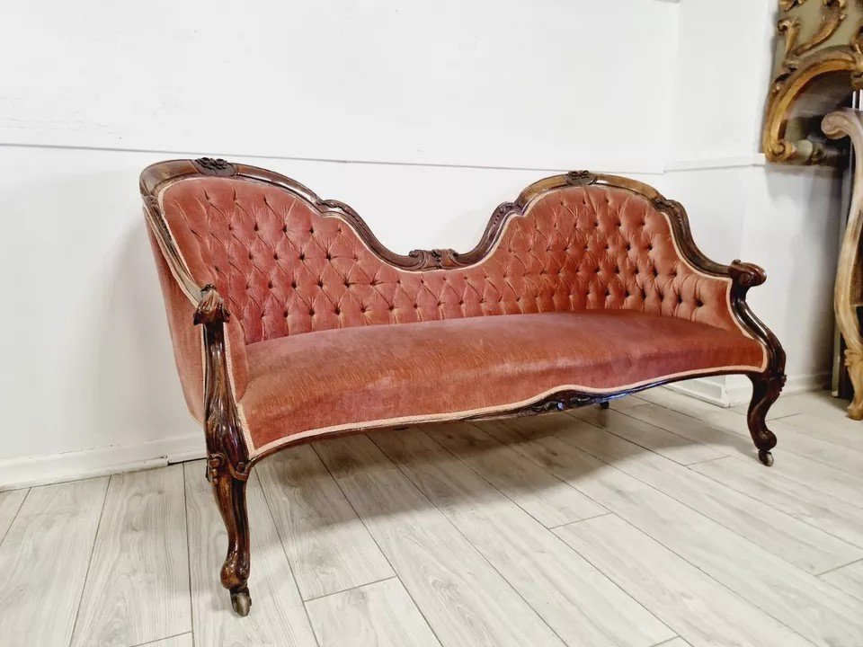 Antique French Double Spoon Sofa-photo-2