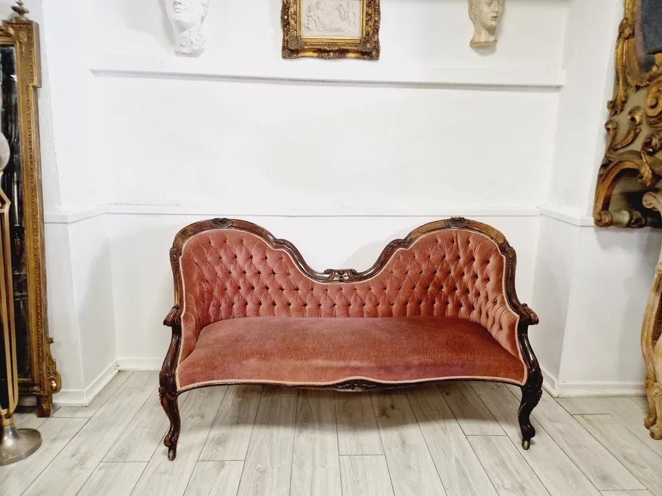 Antique French Double Spoon Sofa-photo-4