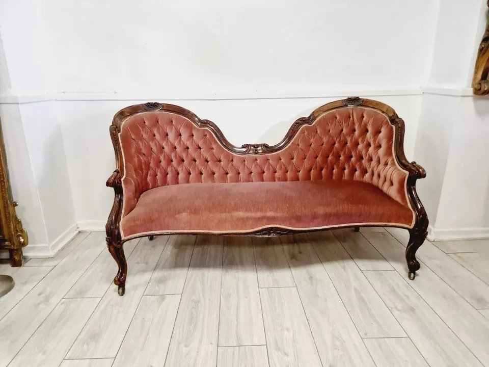 Antique French Double Spoon Sofa-photo-5