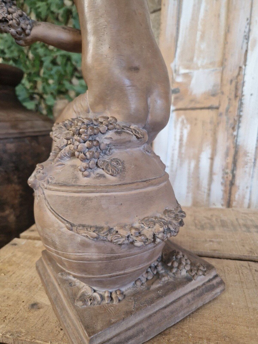 Antique Roman Style Sculpture Bacchus Signed 19th Century French-photo-3