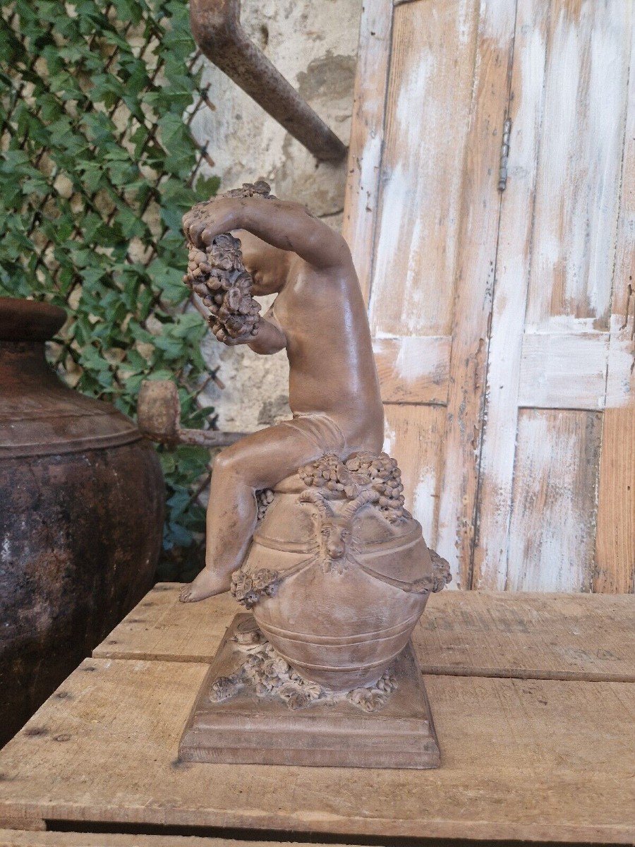 Antique Roman Style Sculpture Bacchus Signed 19th Century French-photo-4