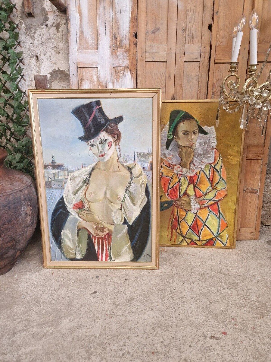 Peinture à L’huile Féminine Nue Ancienne Sur Toile Mid Century Français Mme Paris-photo-3