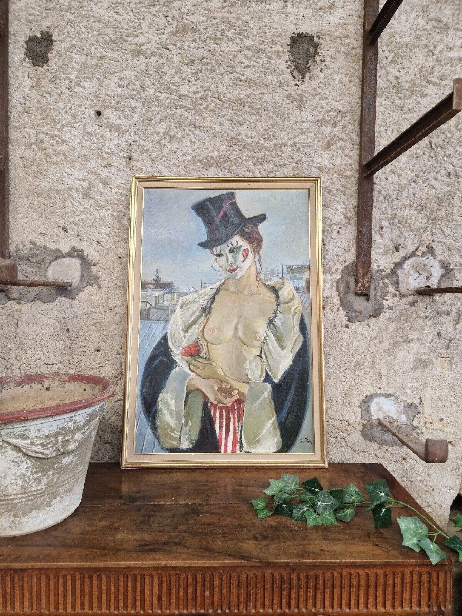 Peinture à L’huile Féminine Nue Ancienne Sur Toile Mid Century Français Mme Paris-photo-3