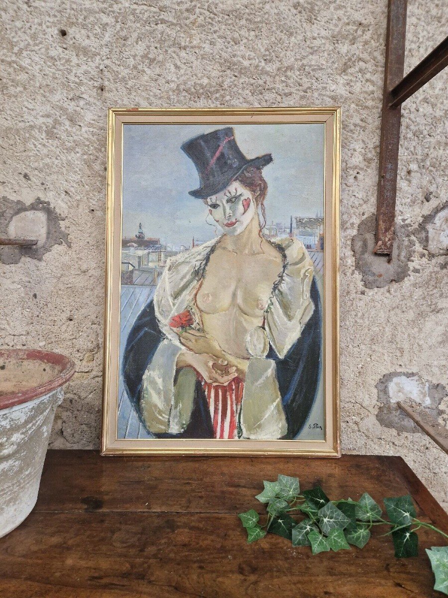 Peinture à L’huile Féminine Nue Ancienne Sur Toile Mid Century Français Mme Paris-photo-4