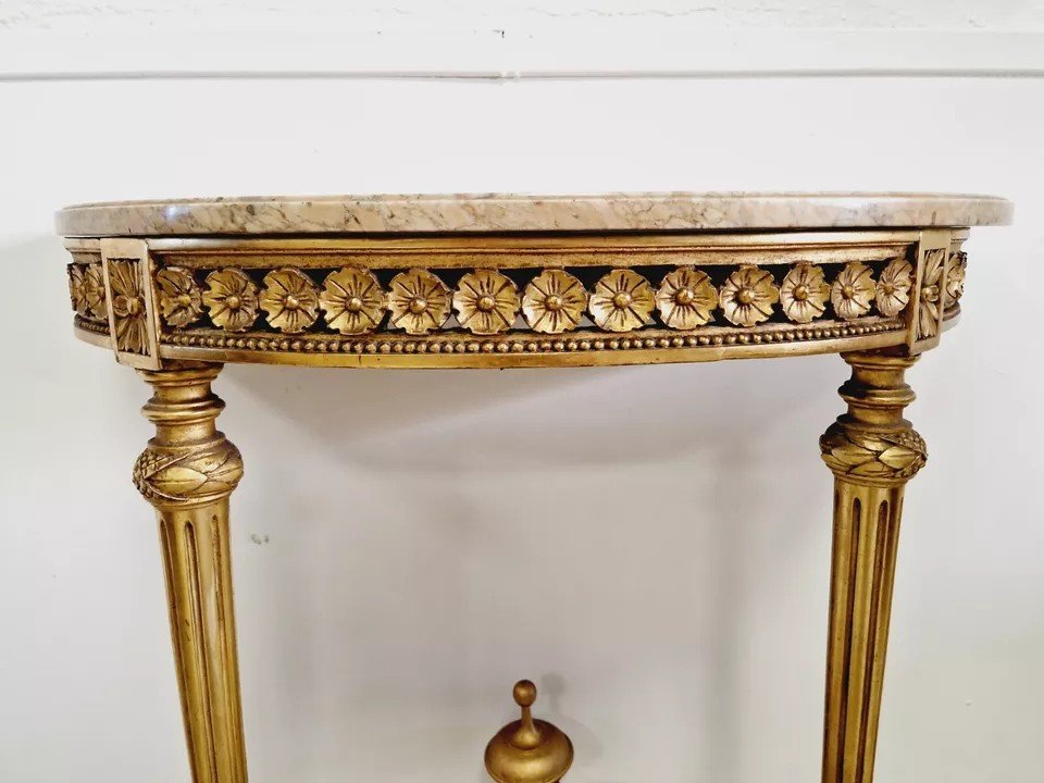 Console Ancienne De Style Louis XVI Avec Plateau En Marbre-photo-7