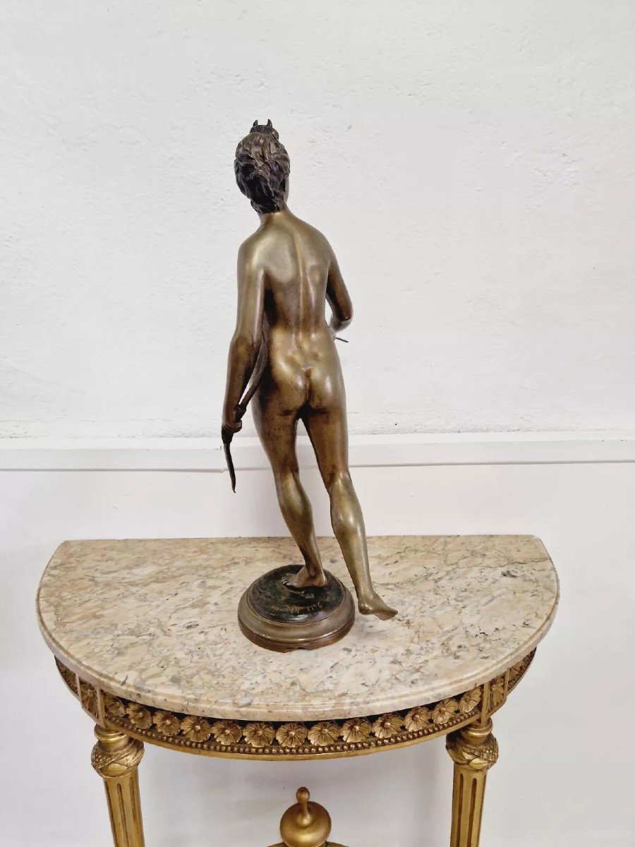 Sculpture Antique En Bronze De Diane Chasseresse-photo-4