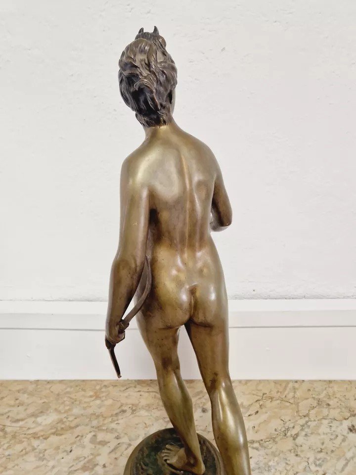 Sculpture Antique En Bronze De Diane Chasseresse-photo-4