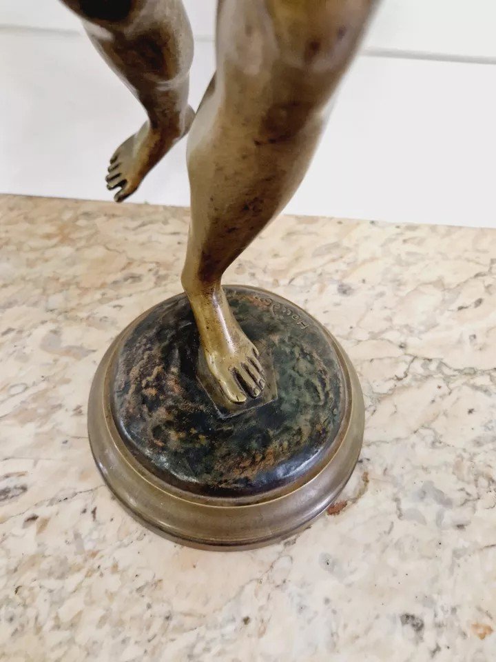 Sculpture Antique En Bronze De Diane Chasseresse-photo-6