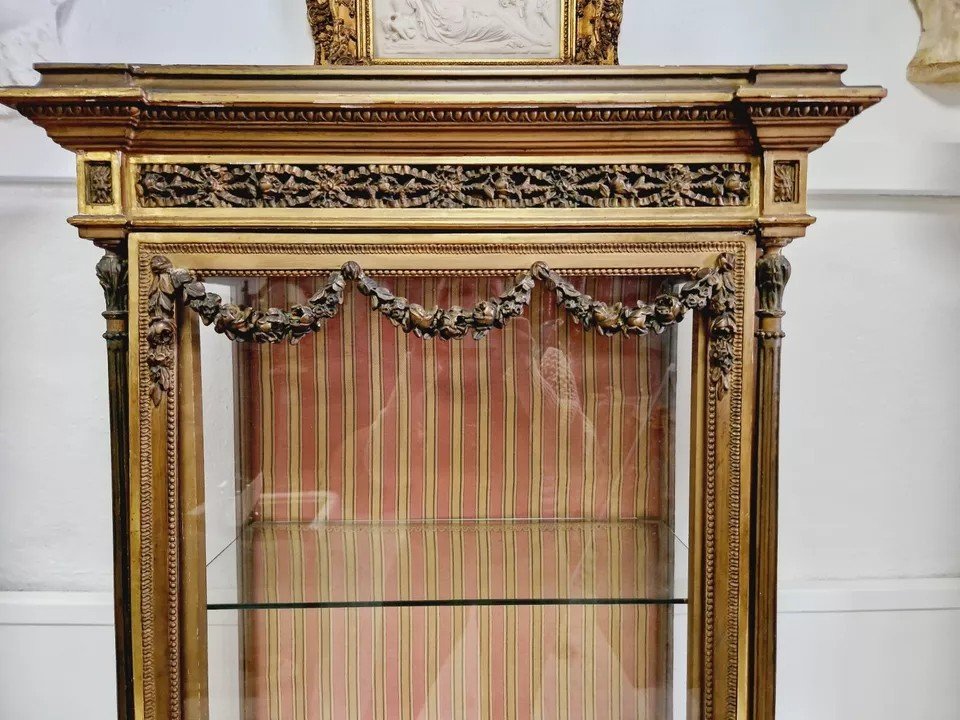 Vitrine Ancienne Française Dorée De Style Louis XVI-photo-3