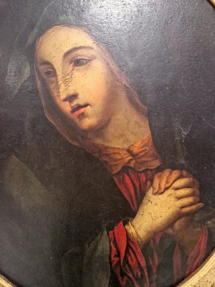 19th Century Oil Painting The Virgin Of Sorrows-photo-3