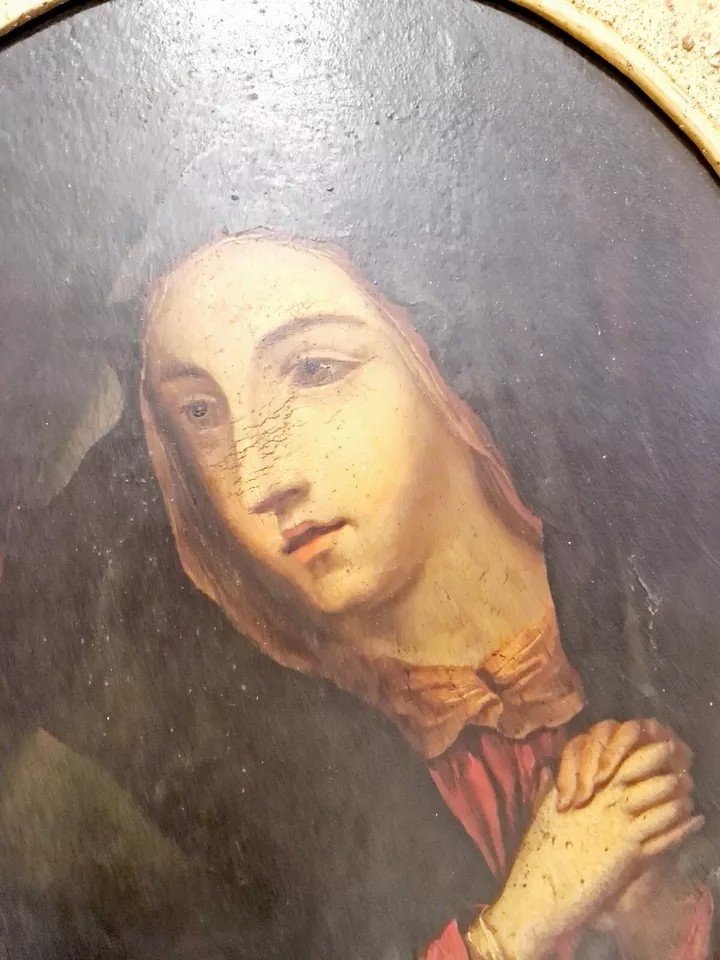 19th Century Oil Painting The Virgin Of Sorrows-photo-5