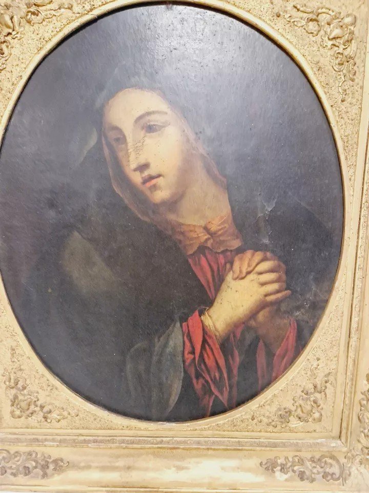 19th Century Oil Painting The Virgin Of Sorrows-photo-6