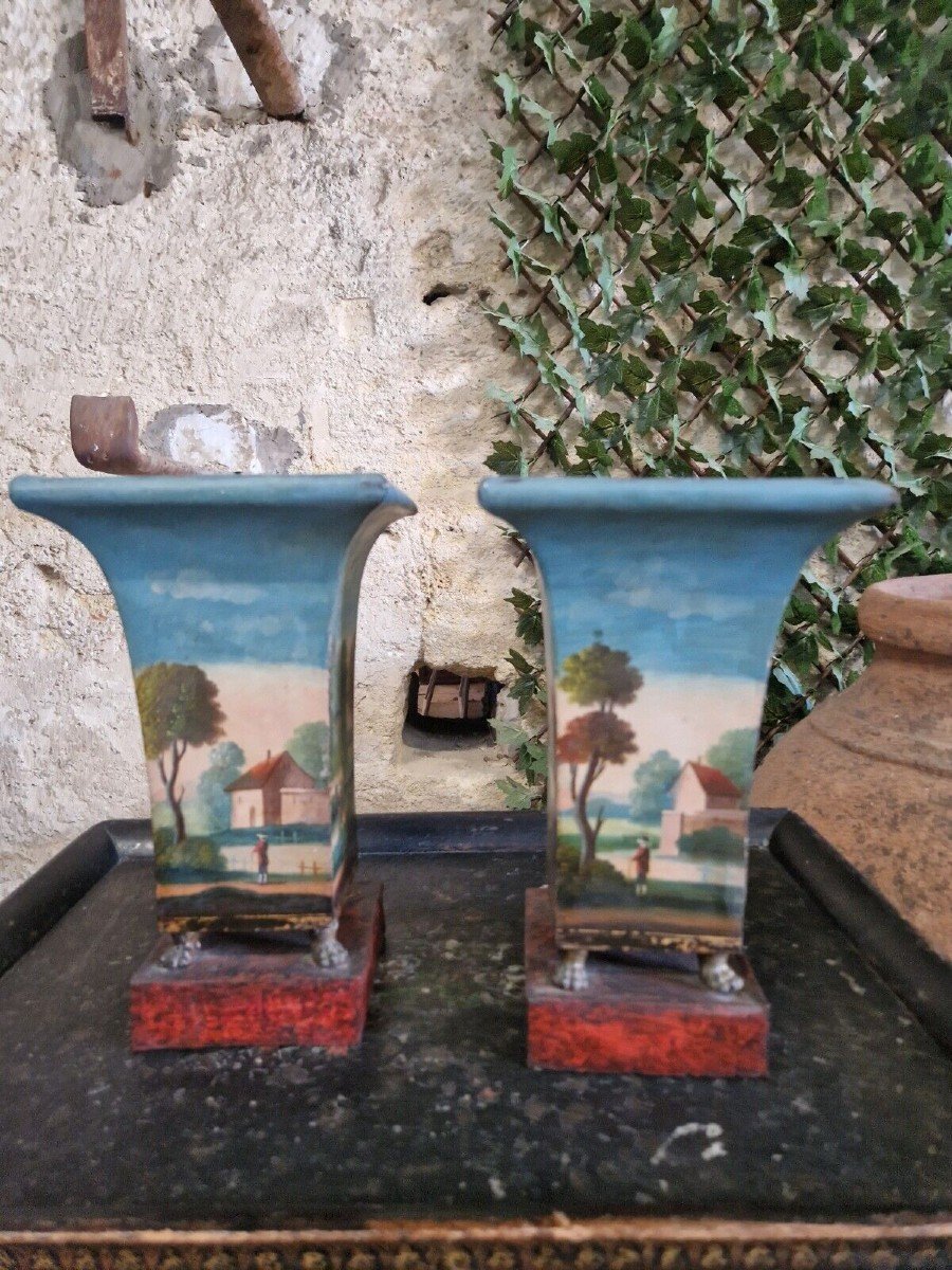 Pair Of 19th Century French Cachepot Vases-photo-1