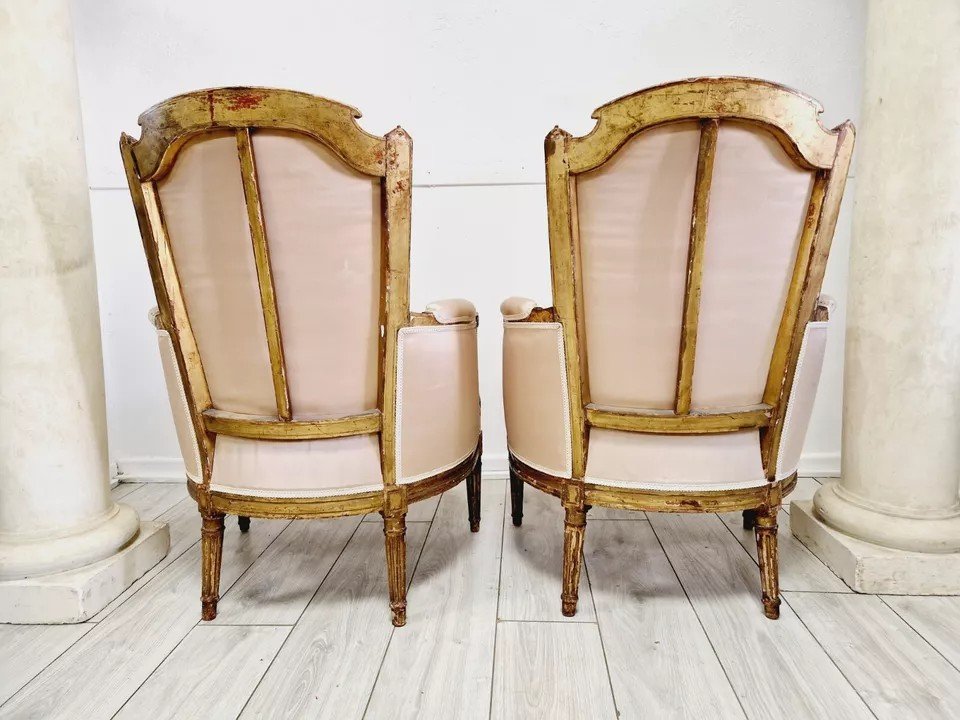 Pair Of Antique Louis XVI Bergère Armchairs-photo-4