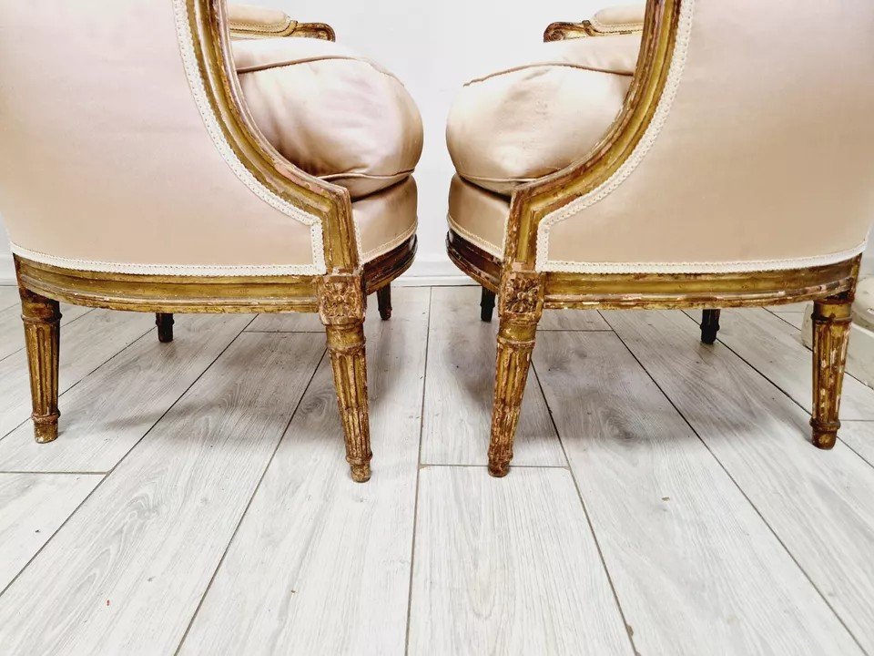 Pair Of Antique Louis XVI Bergère Armchairs-photo-3