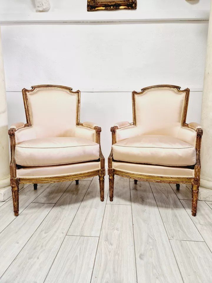 Pair Of Antique Louis XVI Bergère Armchairs-photo-4