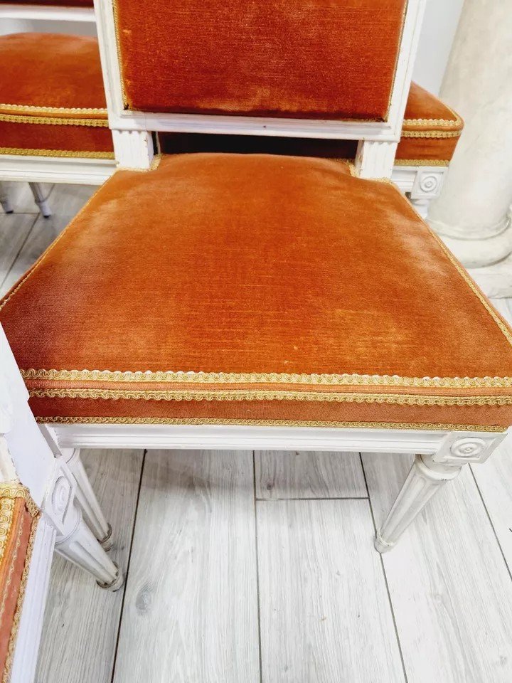 Lot De 6 Chaises De Salle à Manger Anciennes De Style Louis XVI-photo-2