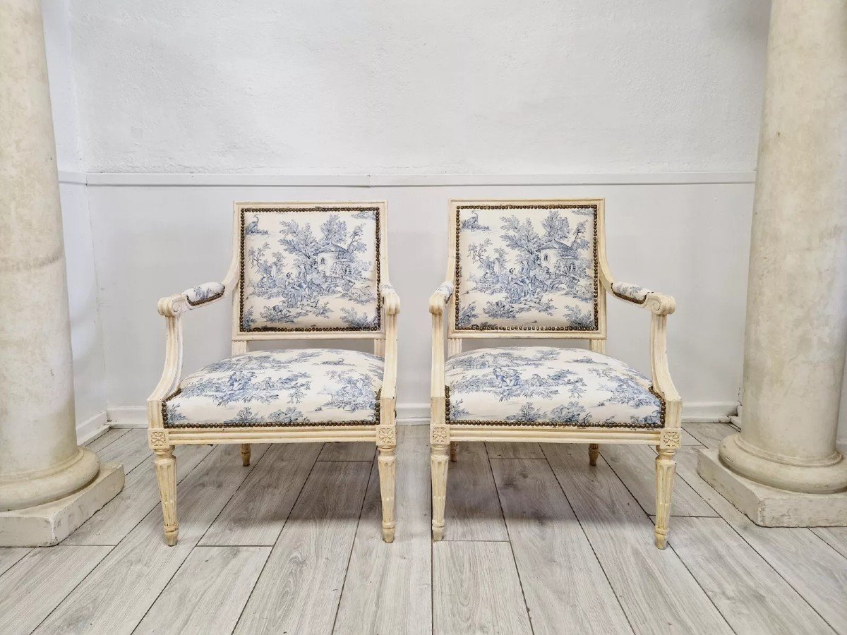 Pair Of Antique Directoire Style Bergère Armchairs-photo-4