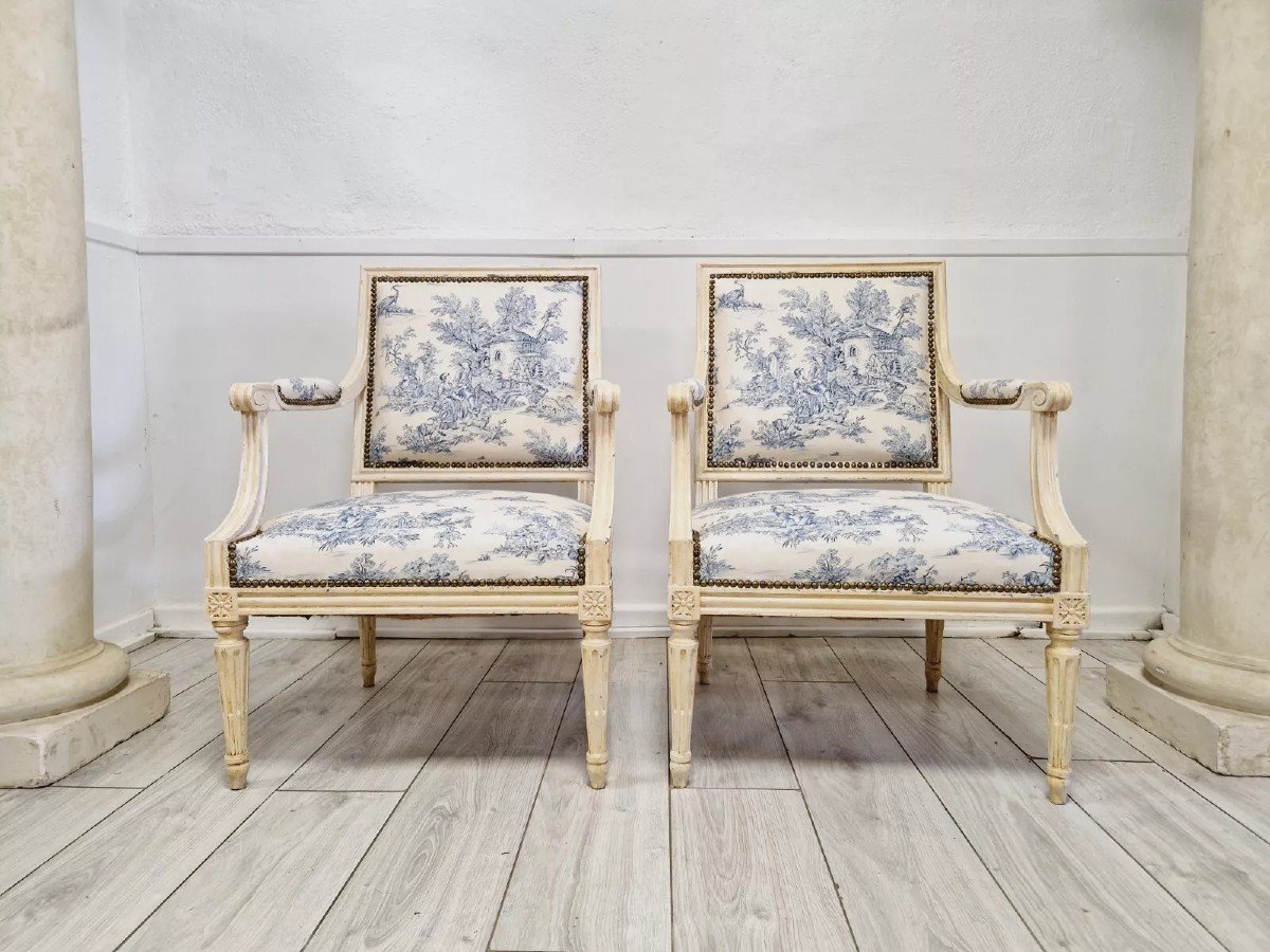 Pair Of Antique Directoire Style Bergère Armchairs