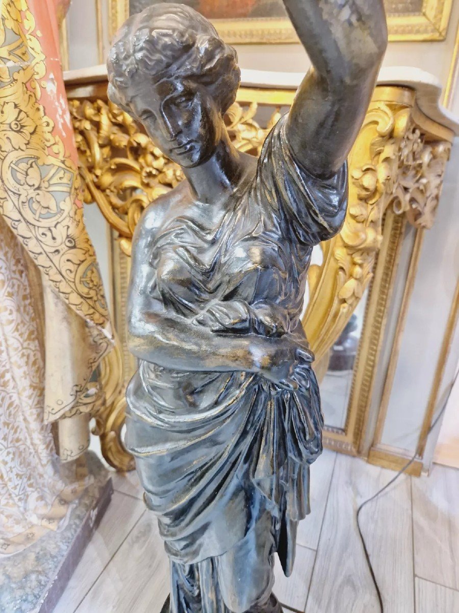 Antique Liberty Lamp In Cast Iron And Marble-photo-5