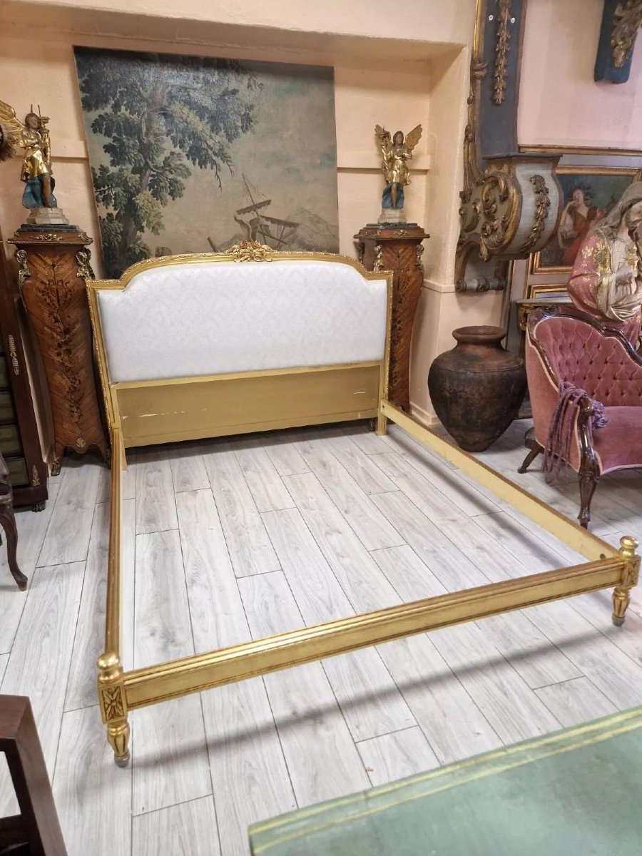 Louis XVI Style King Size French Gilded Bed-photo-4